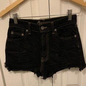 Black denim shorts